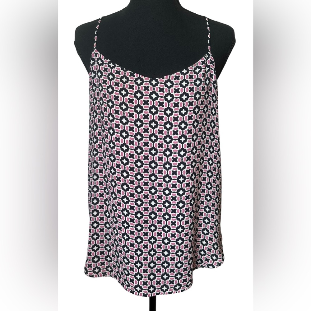 LOFT Pink and Black Geometric Camisole
